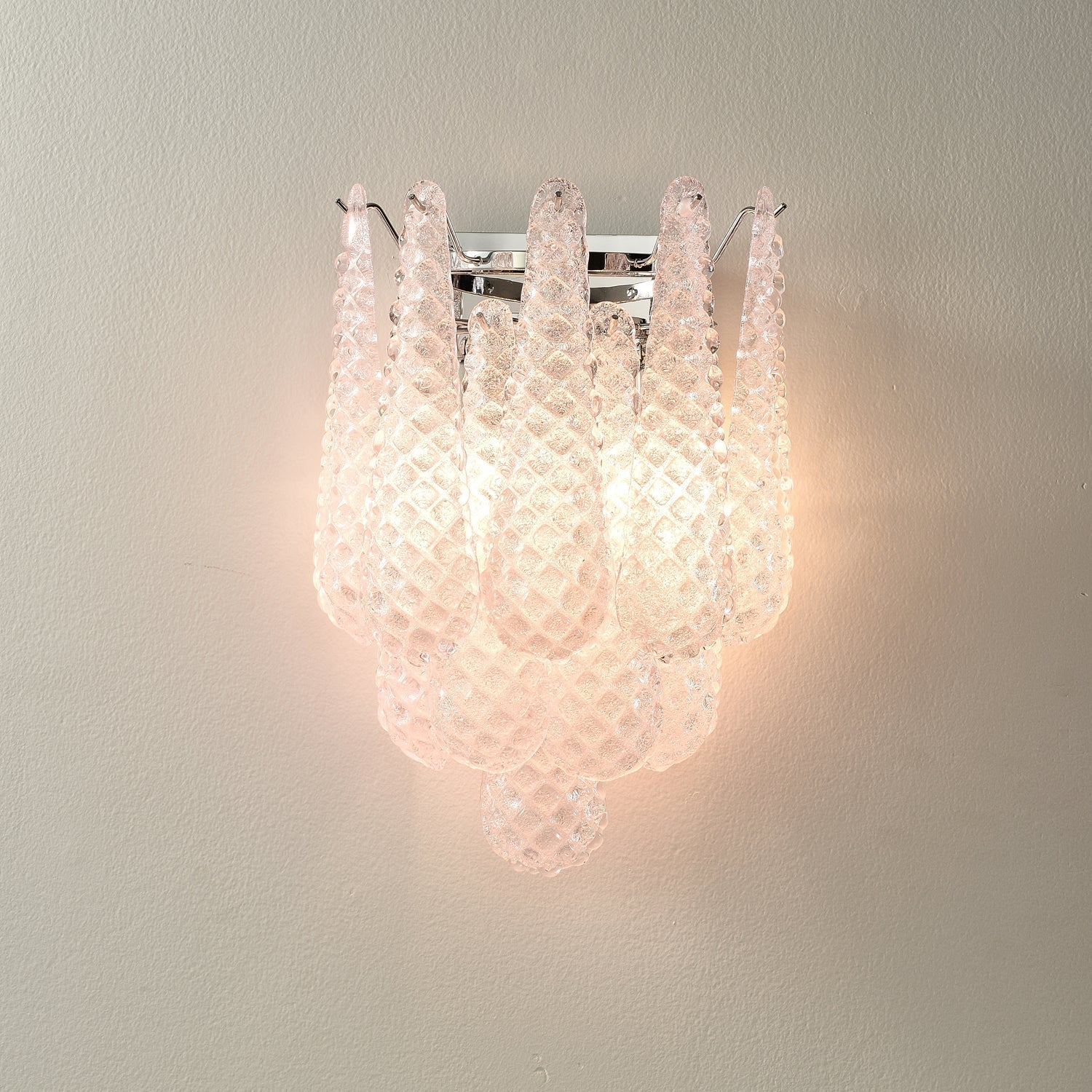 Aurora Wall Sconce Pink Waffle Glass Modern