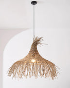 Pendant Light Handwoven Rattan Shade Metal Frame Bohemian Natural