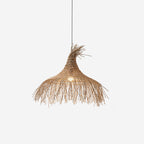 Pendant Light Handwoven Rattan Shade Metal Frame Bohemian Natural