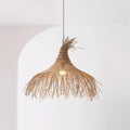 Pendant Light Handwoven Rattan Shade Metal Frame Bohemian Natural