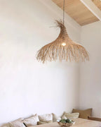 Pendant Light Handwoven Rattan Shade Metal Frame Bohemian Natural