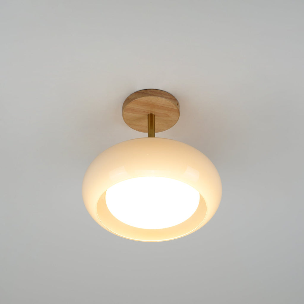 Charlotte Flush Mount Ceiling Light Glass Wood &Orange&White