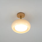 Charlotte Flush Mount Ceiling Light Glass Wood &Orange&White