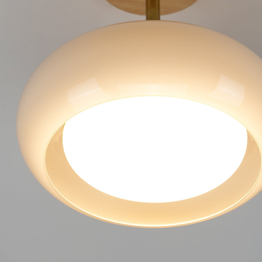 Charlotte Flush Mount Ceiling Light Glass Wood &Orange&White