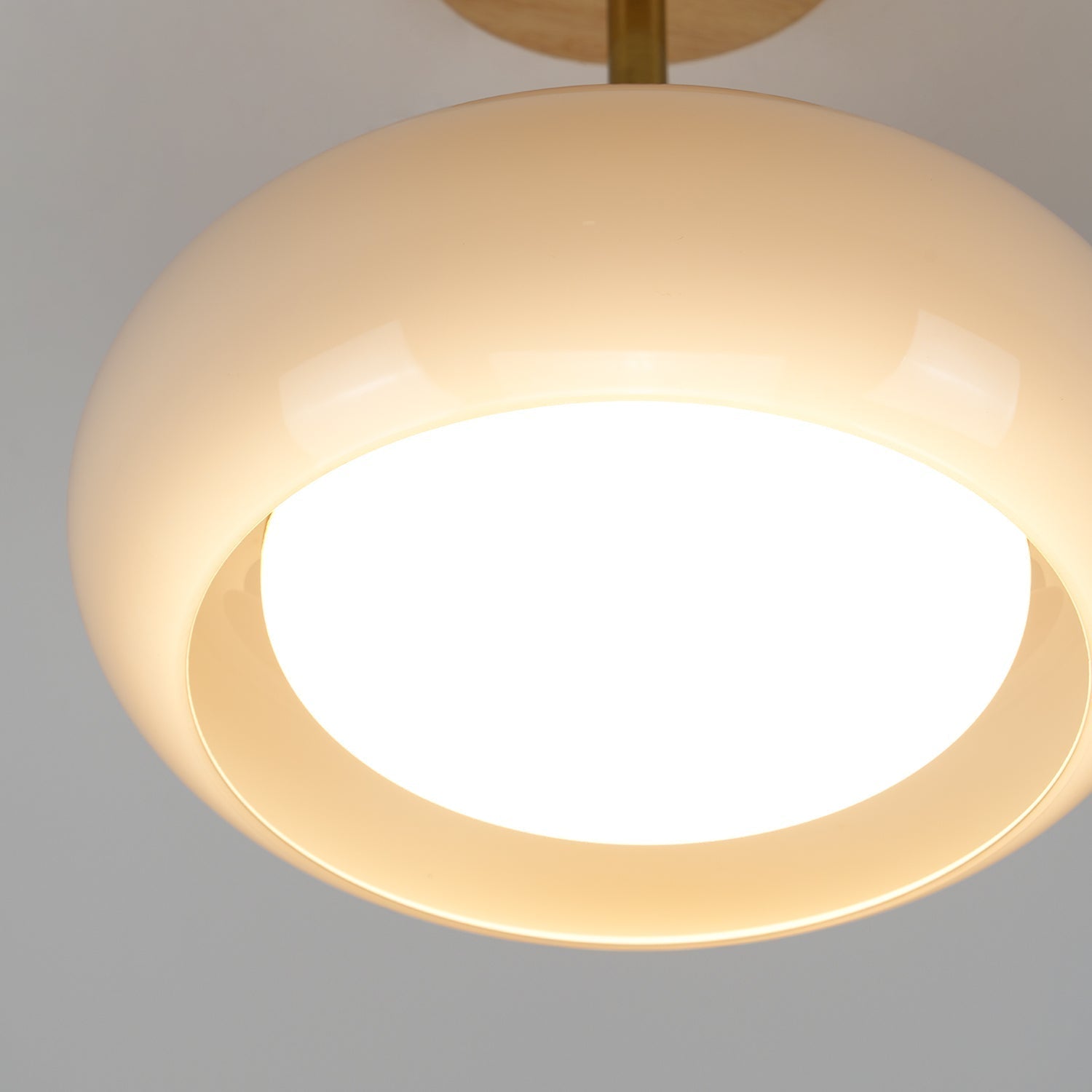 Charlotte Flush Mount Ceiling Light Glass Wood &Orange&White