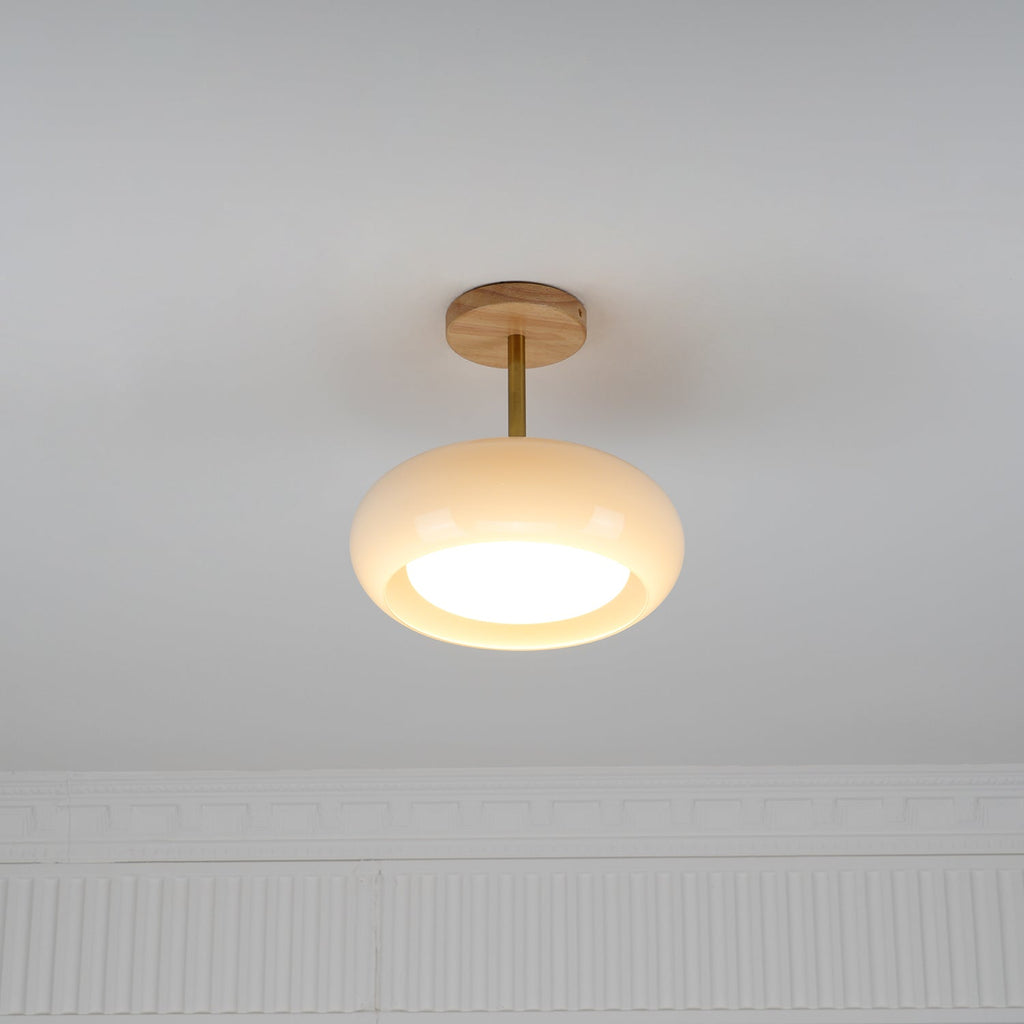Charlotte Flush Mount Ceiling Light Glass Wood &Orange&White