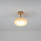 Charlotte Flush Mount Ceiling Light Glass Wood &Orange&White
