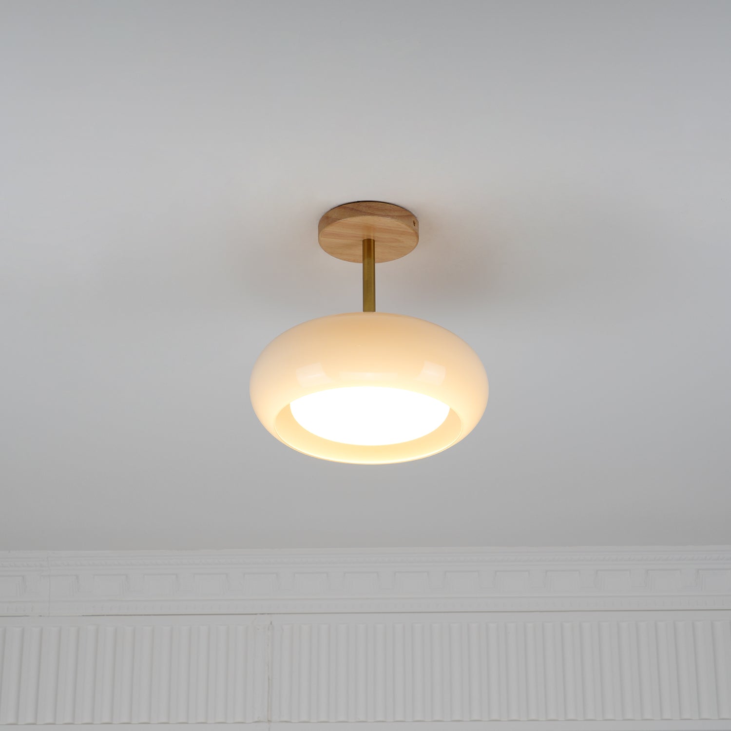 Charlotte Flush Mount Ceiling Light Glass Wood &Orange&White