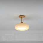 Charlotte Flush Mount Ceiling Light Glass Wood &Orange&White