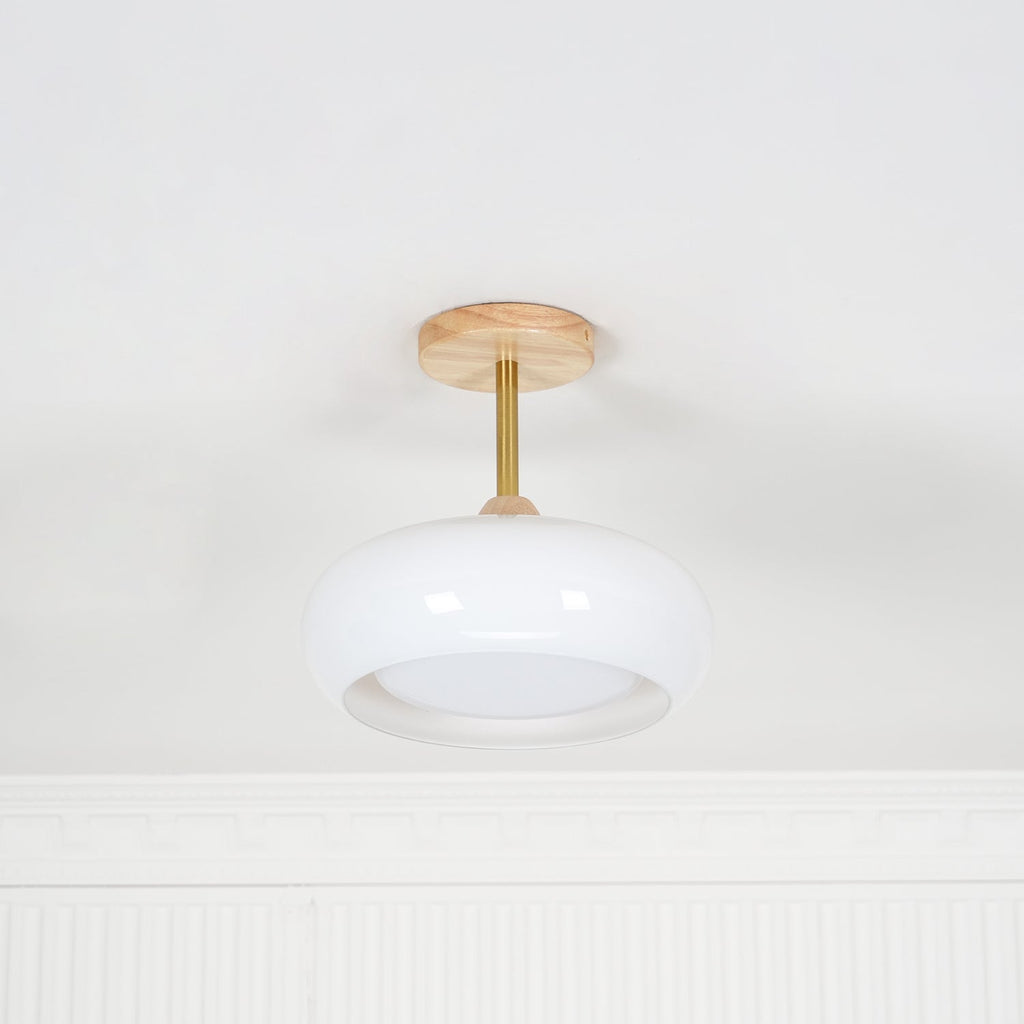 Charlotte Flush Mount Ceiling Light Glass Wood &Orange&White