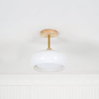 Charlotte Flush Mount Ceiling Light Glass Wood &Orange&White