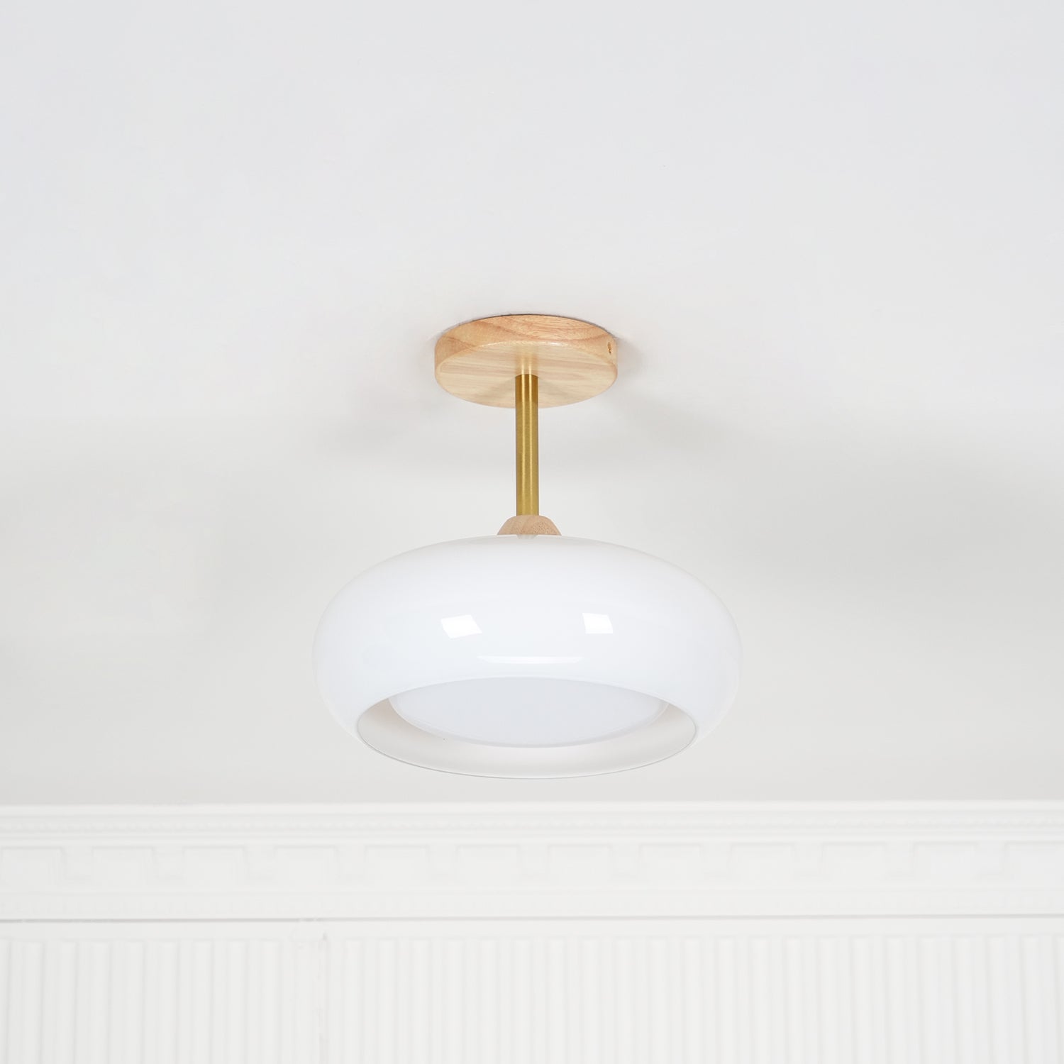 Charlotte Flush Mount Ceiling Light Glass Wood &Orange&White