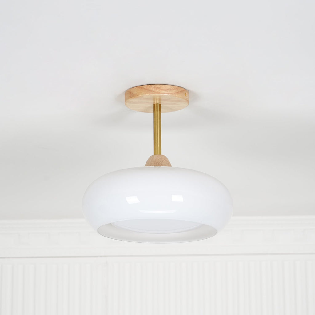 Charlotte Flush Mount Ceiling Light Glass Wood &Orange&White