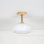 Charlotte Flush Mount Ceiling Light Glass Wood &Orange&White