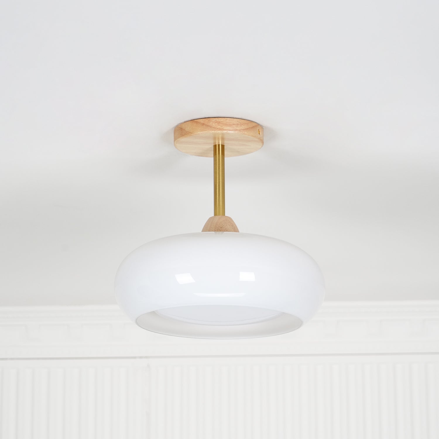 Charlotte Flush Mount Ceiling Light Glass Wood &Orange&White
