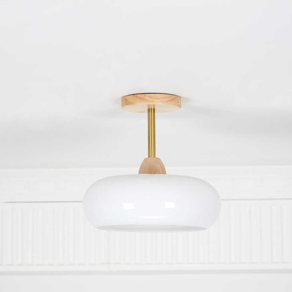 Charlotte Flush Mount Ceiling Light Glass Wood &Orange&White