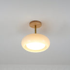 Charlotte Flush Mount Ceiling Light Glass Wood &Orange&White