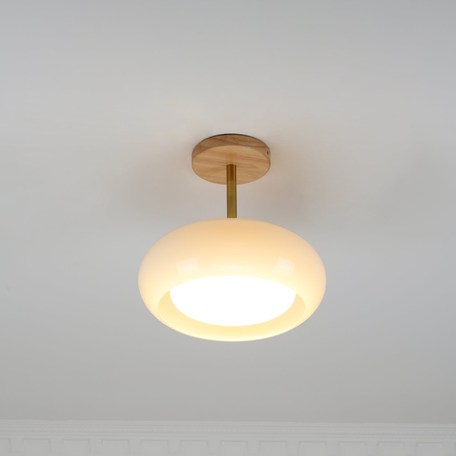 Charlotte Flush Mount Ceiling Light Glass Wood &Orange&White