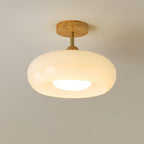Charlotte Flush Mount Ceiling Light Glass Wood &Orange&White