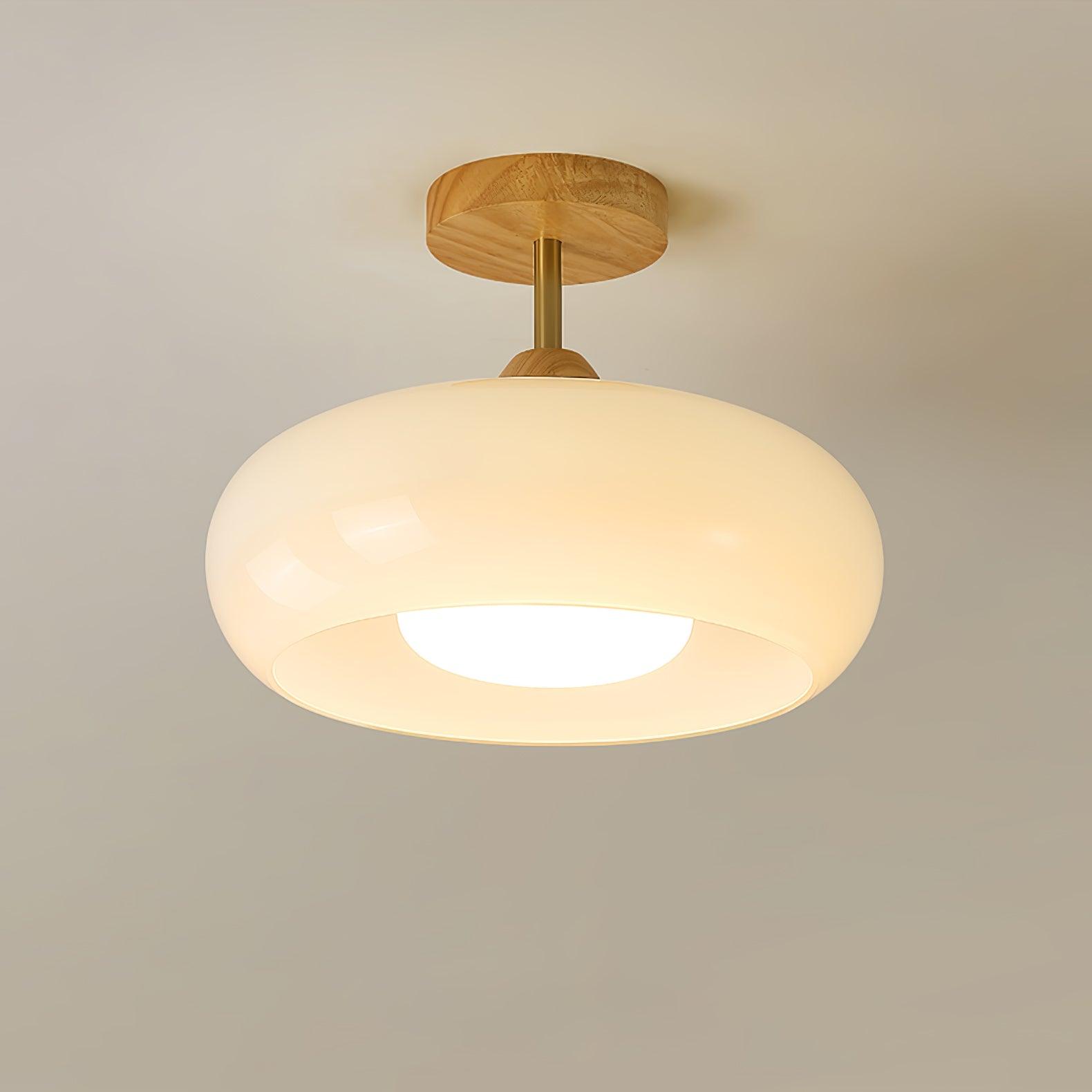 Charlotte Flush Mount Ceiling Light Glass Wood &Orange&White