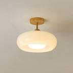 Charlotte Flush Mount Ceiling Light Glass Wood &Orange&White