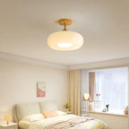 Charlotte Flush Mount Ceiling Light Glass Wood &Orange&White