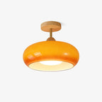 Charlotte Flush Mount Ceiling Light Glass Wood &Orange&White