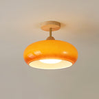 Charlotte Flush Mount Ceiling Light Glass Wood &Orange&White