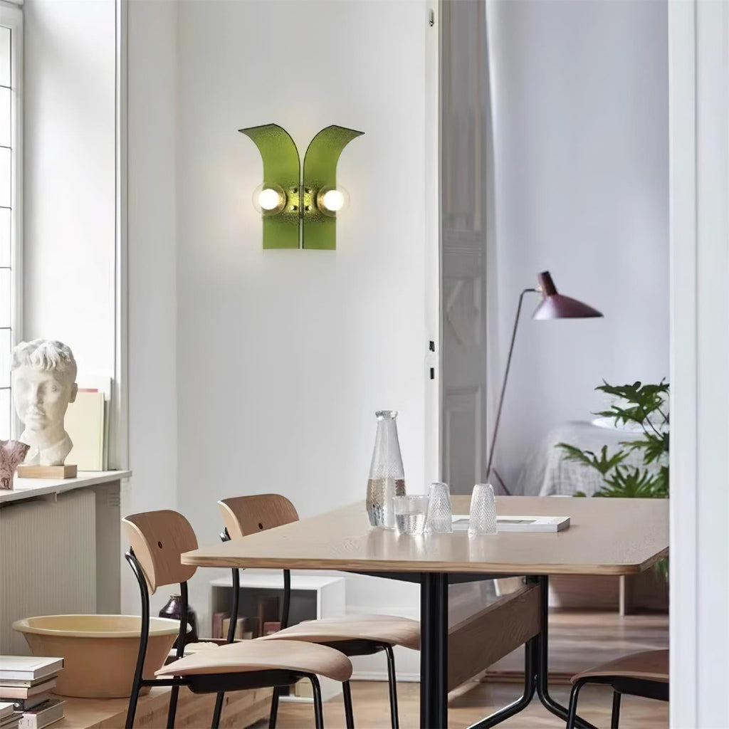 Wall Light Textured Glass Panels Dual Globes