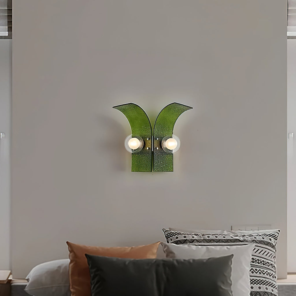 Wall Light Textured Glass Panels Dual Globes