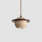 Pendant Light Travertine Planet Walnut Wood Ambient Minimalist