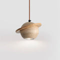 Pendant Light Travertine Planet Walnut Wood Ambient Minimalist