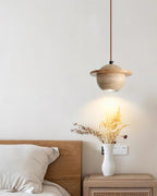 Pendant Light Travertine Planet Walnut Wood Ambient Minimalist