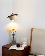 Pendant Light Travertine Planet Walnut Wood Ambient Minimalist