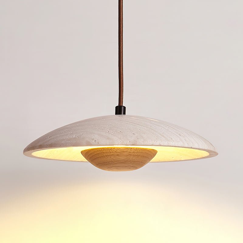 Zodore Wide-Brim Travertine Pendant Light