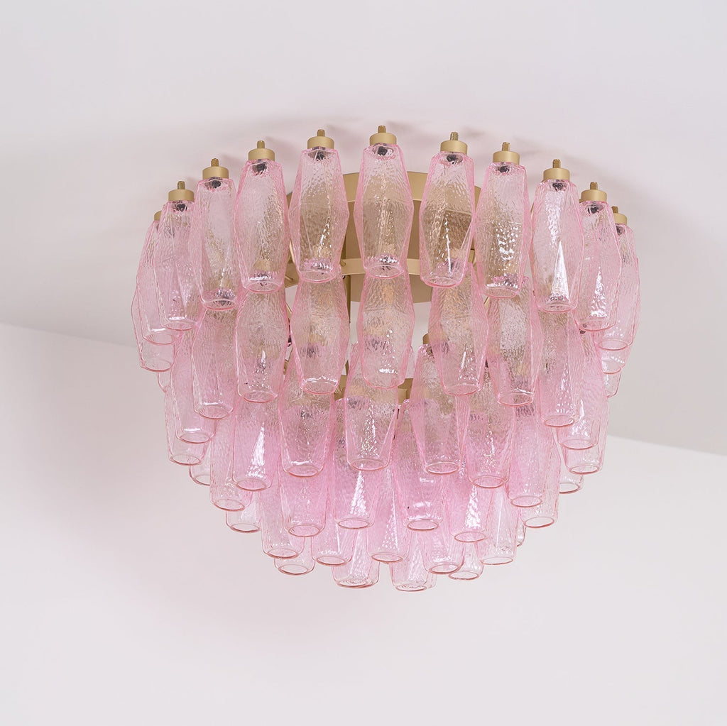 Aurora Ceiling Lamp Poliedri Pink Murano Glass Layered Flush Mount