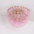 Aurora Ceiling Lamp Poliedri Pink Murano Glass Layered Flush Mount