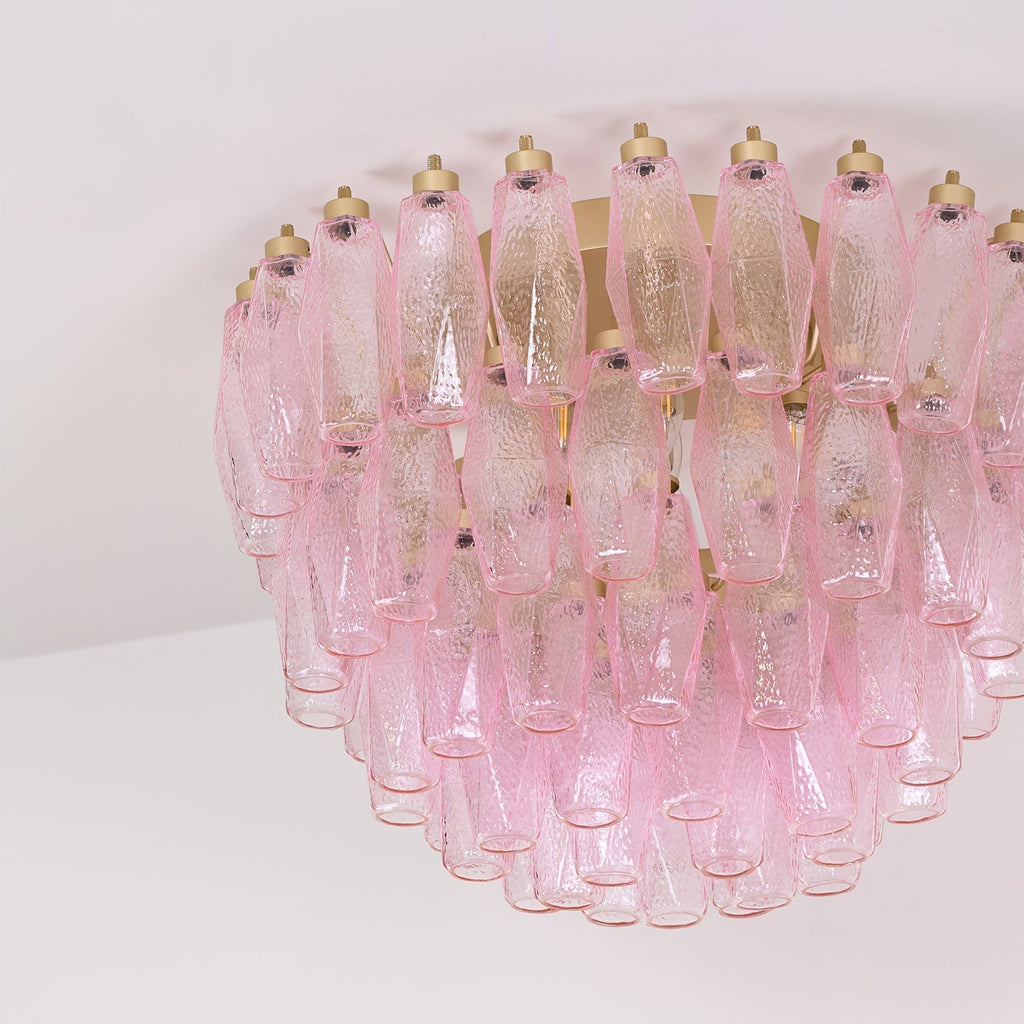 Aurora Ceiling Lamp Poliedri Pink Murano Glass Layered Flush Mount