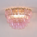 Aurora Ceiling Lamp Poliedri Pink Murano Glass Layered Flush Mount