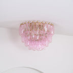 Aurora Ceiling Lamp Poliedri Pink Murano Glass Layered Flush Mount