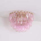Aurora Ceiling Lamp Poliedri Pink Murano Glass Layered Flush Mount
