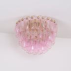 Aurora Ceiling Lamp Poliedri Pink Murano Glass Layered Flush Mount