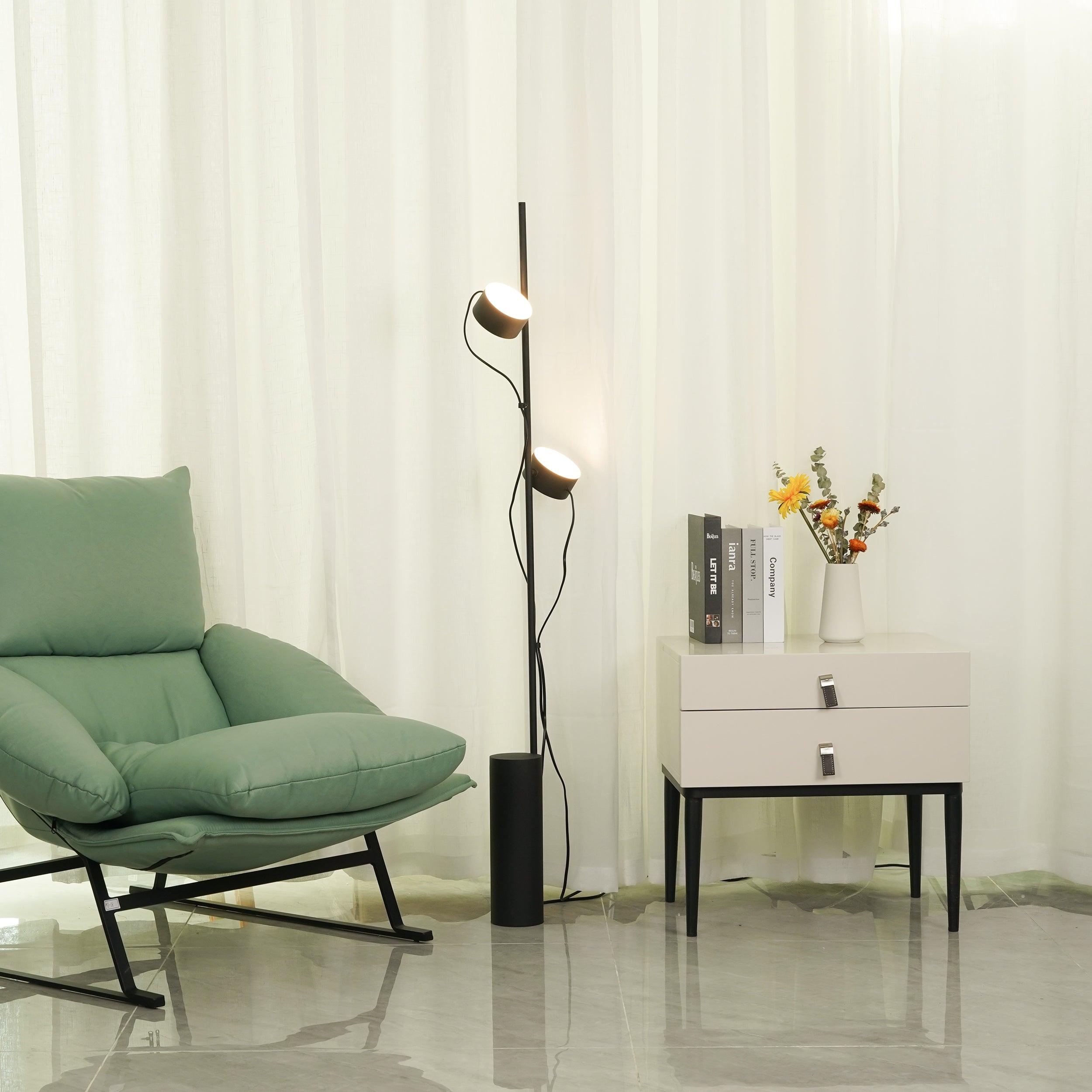 Avi Floor Lamp Cylindrical/Linear Modern, Metal, Black, Bedroom