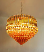 Aurora Chandelier Amber Murano Glass Prism Grand Art
