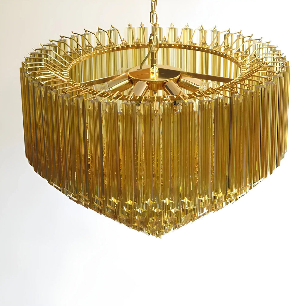 Aurora Chandelier Amber Murano Glass Prism Grand Art
