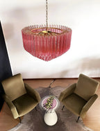 Aurora Chandelier Pink Glass Prisms Geometric