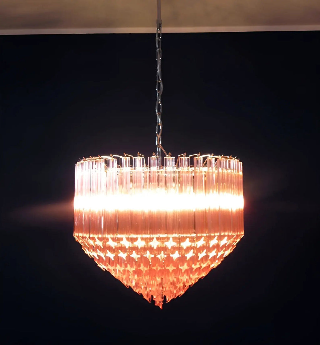 Aurora Chandelier Pink Glass Prisms Geometric