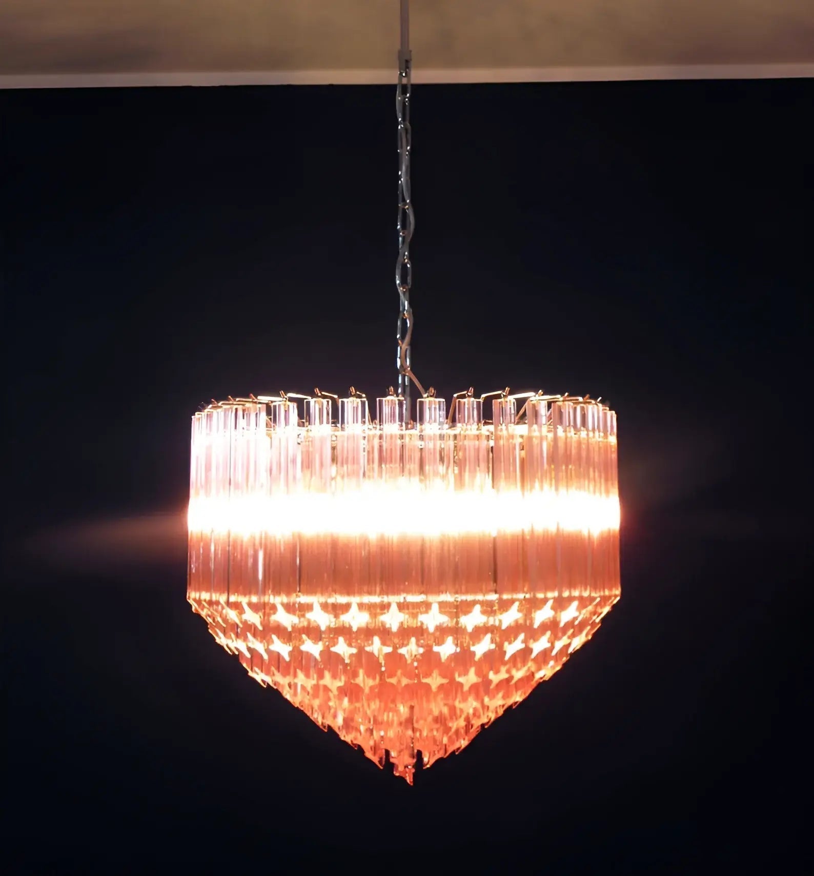 Aurora Chandelier Pink Glass Prisms Geometric