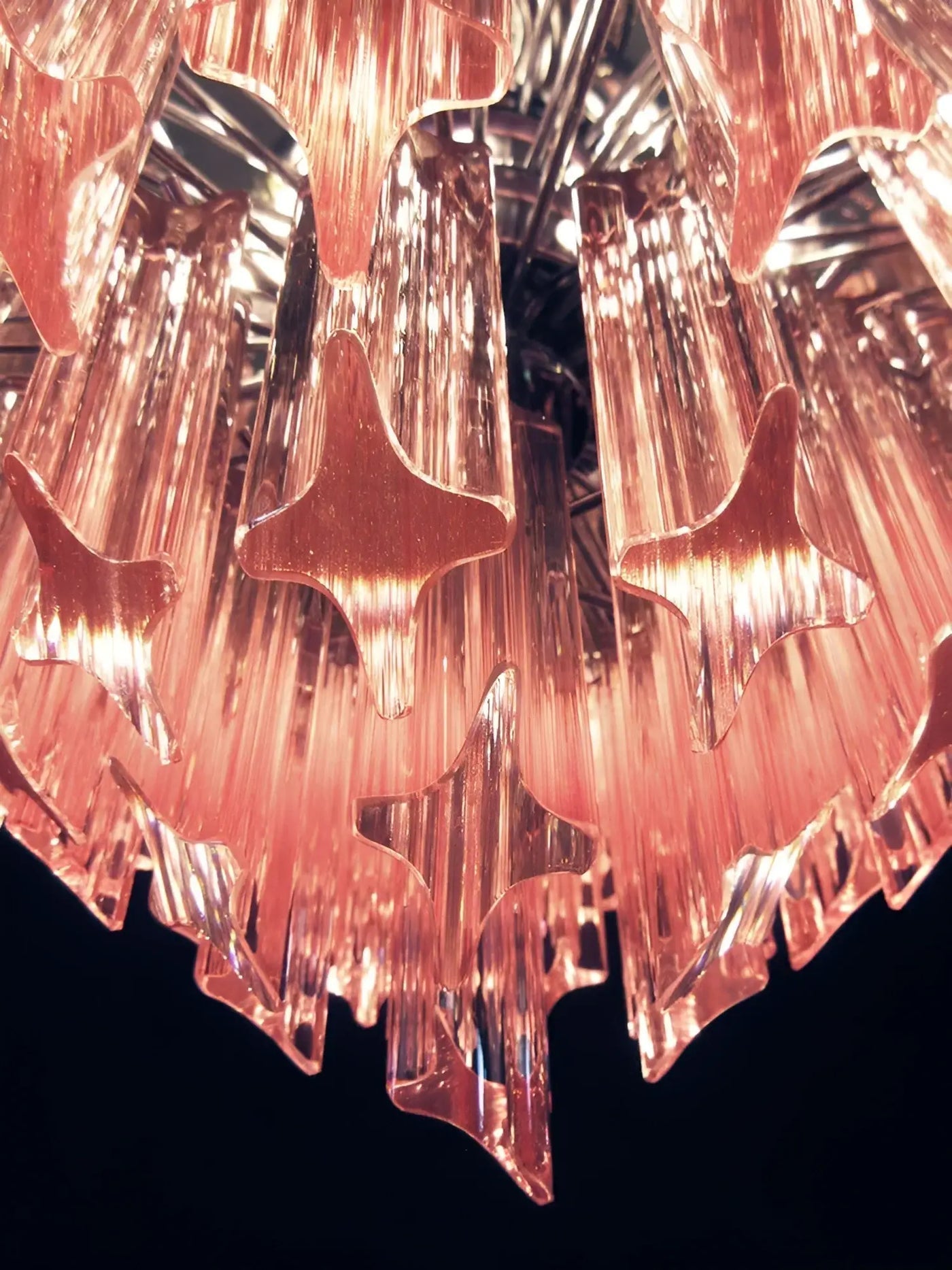 Aurora Chandelier Pink Glass Prisms Geometric