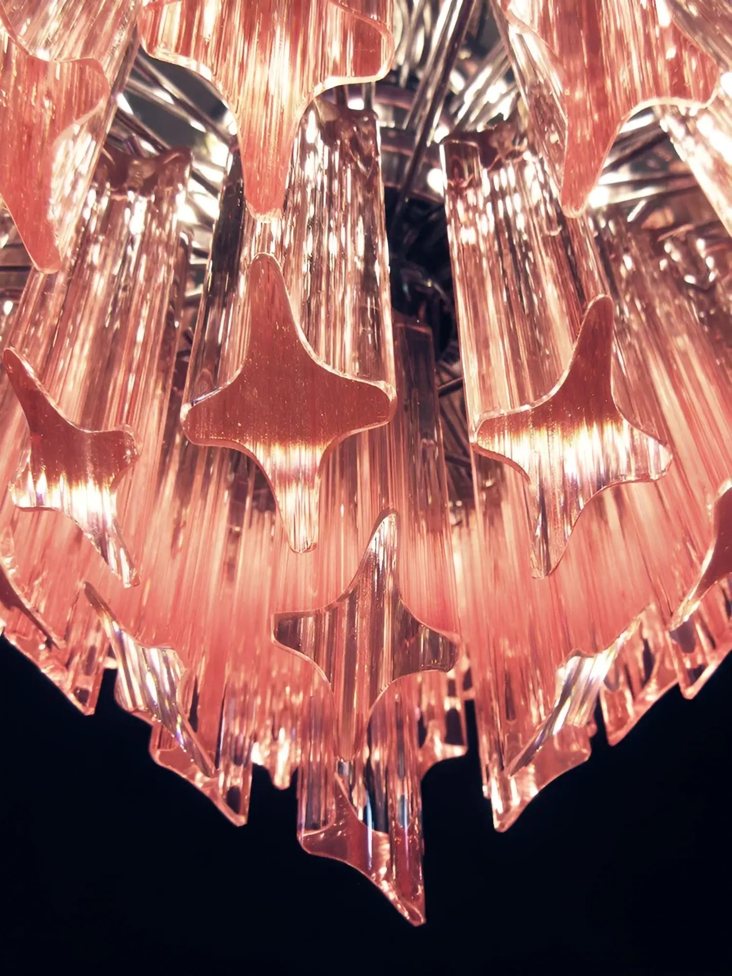 Aurora Chandelier Pink Glass Prisms Geometric